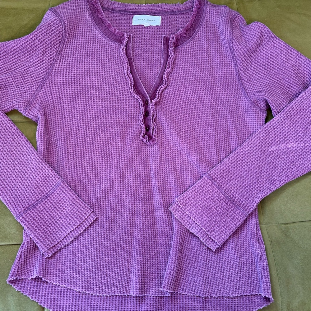 Dear John purple Waffle Knit Long Sleeve Top